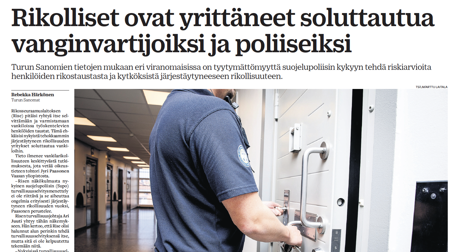 Turvallisuusselvityksiin liittyviä haasteita erityisesti rikosseuraamusalan näkökulmasta